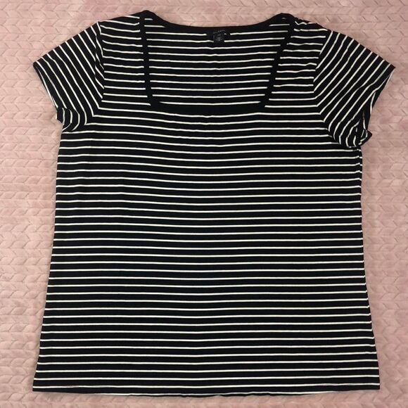 Halogen Womens Striped Square-Neck Top - Picture 1 of 3
